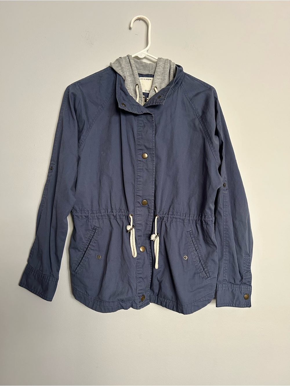 Life In Progress blue gray Zip Hooded Anorak Jacket Size M